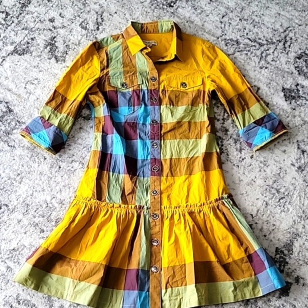 Brebrazzy London by Burberry plaid button down drip waist dress